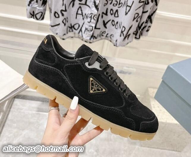 Purchase Prada Faded suede sneakers Black 81062