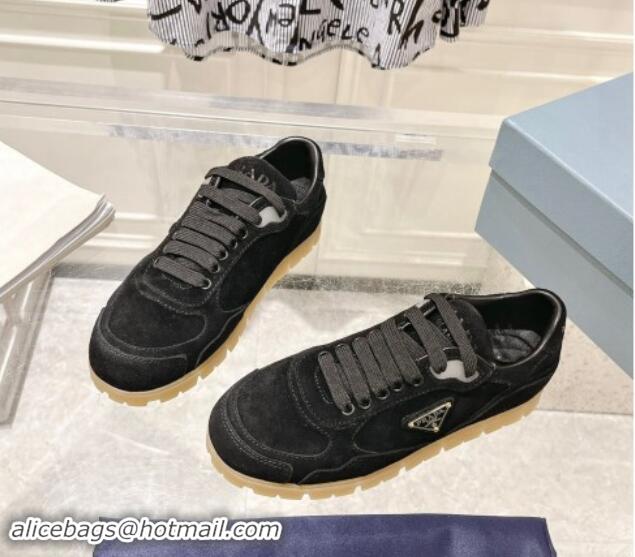 Purchase Prada Faded suede sneakers Black 81062