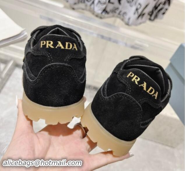 Purchase Prada Faded suede sneakers Black 81062