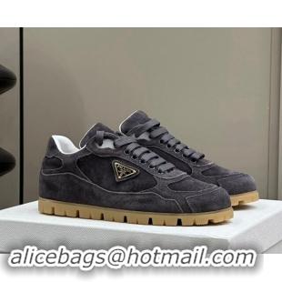 Best Grade Prada Faded suede sneakers Dark Grey 081063