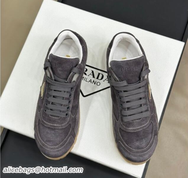 Best Grade Prada Faded suede sneakers Dark Grey 081063