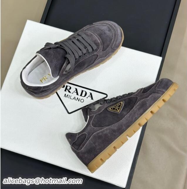 Best Grade Prada Faded suede sneakers Dark Grey 081063