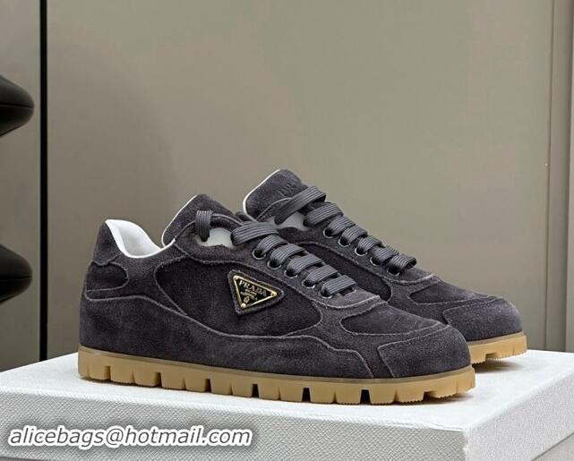 Best Grade Prada Faded suede sneakers Dark Grey 081063