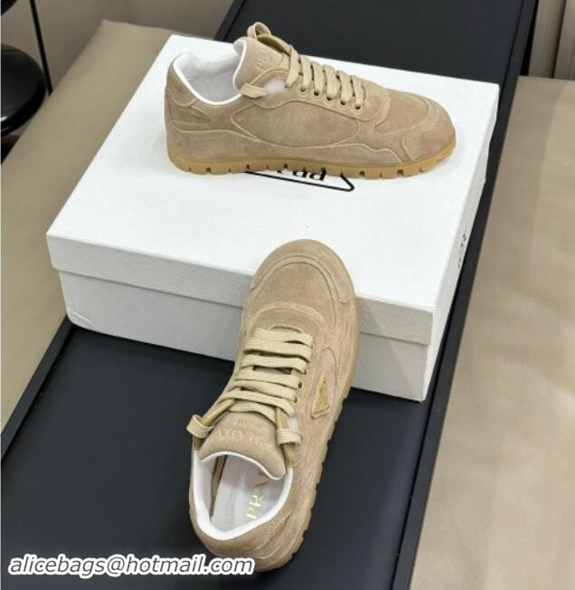 Low Price Prada Faded suede sneakers Light Brown 081069