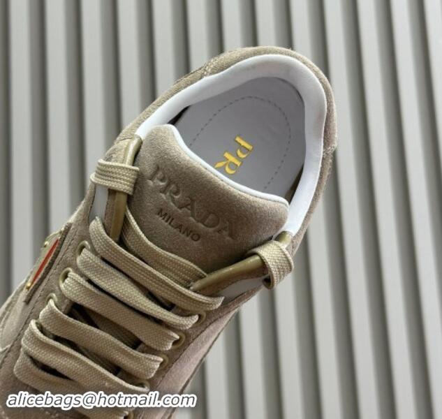 Low Price Prada Faded suede sneakers Light Brown 081069