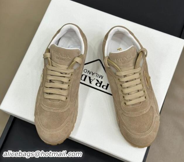 Low Price Prada Faded suede sneakers Light Brown 081069