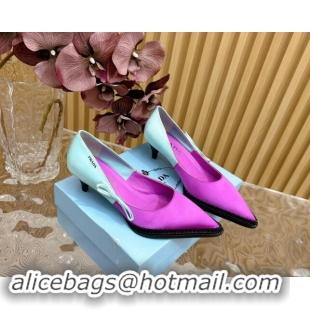 Best Product Prada Patchwork Satin Pumps 5cm with Bow Purple/Green 812001