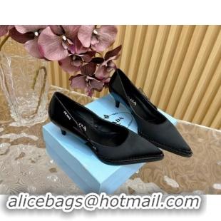 Unique Style Prada Patchwork Satin Pumps 5cm with Bow Black 812006