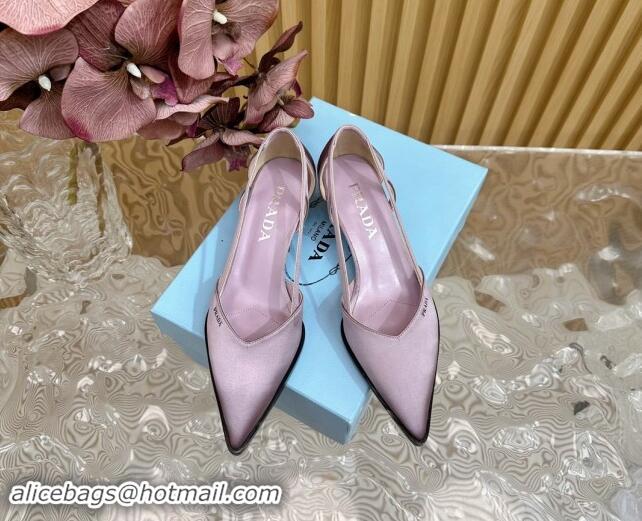 Grade Quality Prada Satin Open Pumps 5cm Light Purple 812008