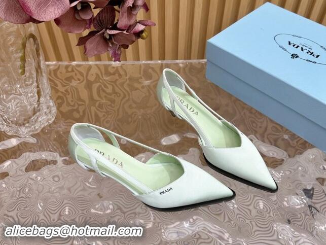 Good Product Prada Satin Open Pumps 5cm Light Green 812009