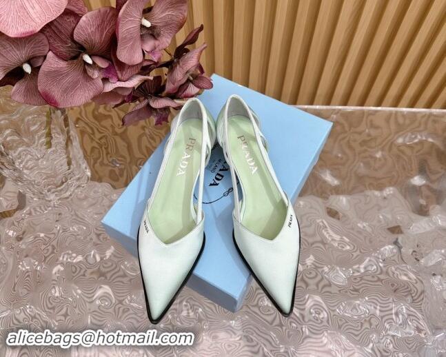 Good Product Prada Satin Open Pumps 5cm Light Green 812009