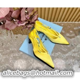 Hot Style Prada Satin Pumps 5cm with Buckle Yellow 812011