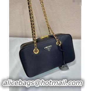 Low Cost Prada Re-Edition 1978 medium nylon chain bag 1BB115 Black 2024