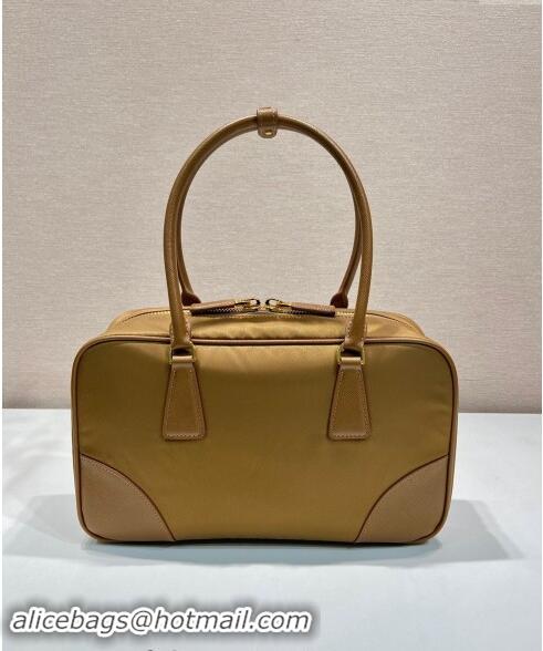 New Fashion Prada Re-Edition 1978 medium Re-Nylon and Saffiano leather two-handle bag 1BB115 Brown 2024