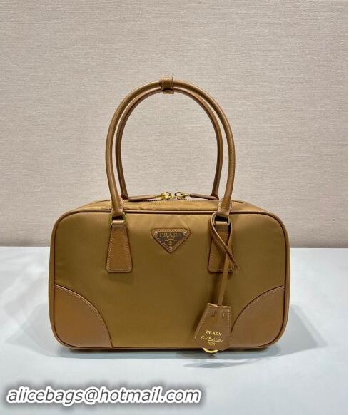 New Fashion Prada Re-Edition 1978 medium Re-Nylon and Saffiano leather two-handle bag 1BB115 Brown 2024