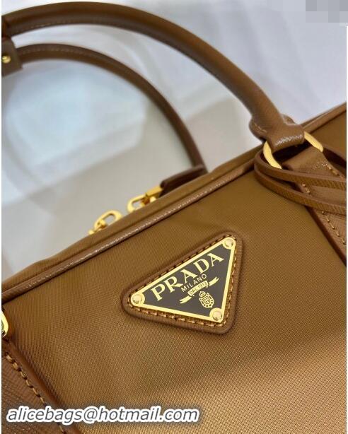 New Fashion Prada Re-Edition 1978 medium Re-Nylon and Saffiano leather two-handle bag 1BB115 Brown 2024