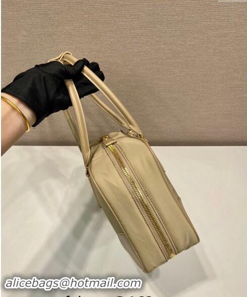 Best Quality Prada Re-Edition 1978 medium Re-Nylon and Saffiano leather two-handle bag 1BB115 Beige 2024