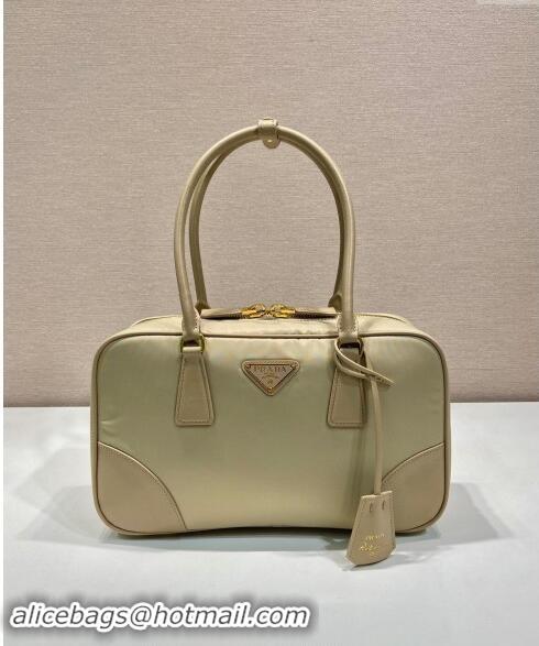 Best Quality Prada Re-Edition 1978 medium Re-Nylon and Saffiano leather two-handle bag 1BB115 Beige 2024