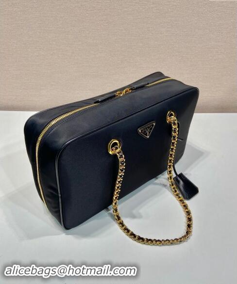 Promotional Prada Re-Edition 1978 large Nylon chain bag 1BB115 Black 2024