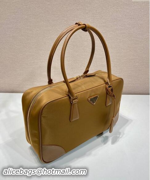 Super Quality Prada Re-Edition 1978 large Re-Nylon and Saffiano leather two-handle bag 1BB114 Brown 2024