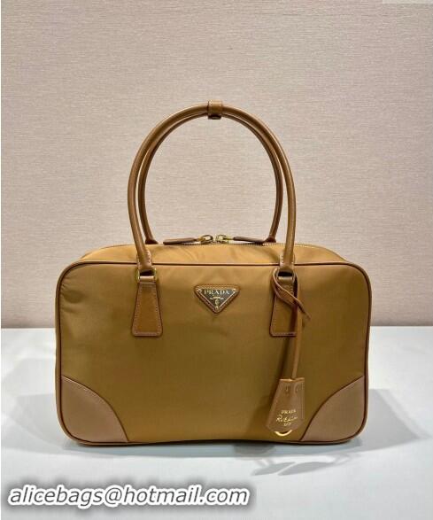 Super Quality Prada Re-Edition 1978 large Re-Nylon and Saffiano leather two-handle bag 1BB114 Brown 2024