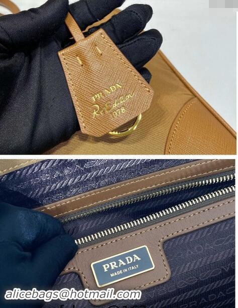 Super Quality Prada Re-Edition 1978 large Re-Nylon and Saffiano leather two-handle bag 1BB114 Brown 2024