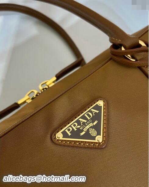 Super Quality Prada Re-Edition 1978 large Re-Nylon and Saffiano leather two-handle bag 1BB114 Brown 2024