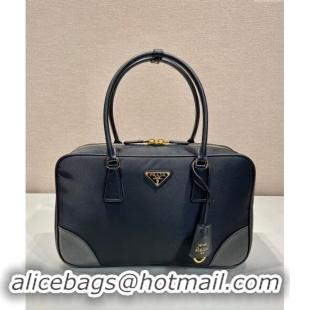 Inexpensive Prada Re-Edition 1978 large Re-Nylon and Saffiano leather two-handle bag 1BB114 Black 2024