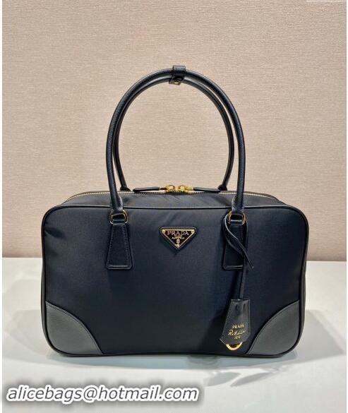 Inexpensive Prada Re-Edition 1978 large Re-Nylon and Saffiano leather two-handle bag 1BB114 Black 2024