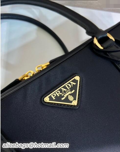 Inexpensive Prada Re-Edition 1978 large Re-Nylon and Saffiano leather two-handle bag 1BB114 Black 2024