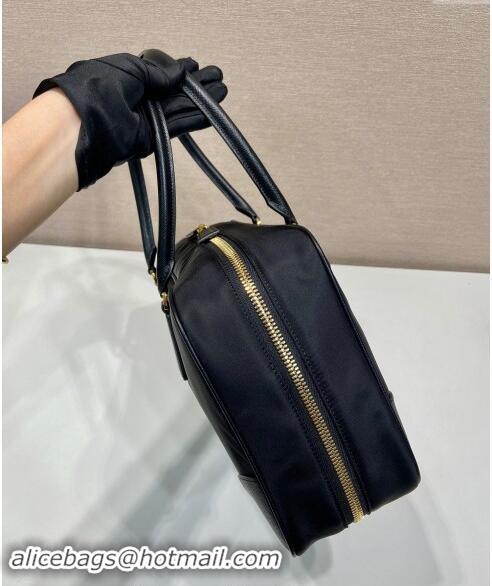 Inexpensive Prada Re-Edition 1978 large Re-Nylon and Saffiano leather two-handle bag 1BB114 Black 2024