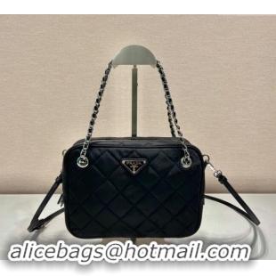 Trendy Design Prada Quilted Nylon Mini Camera Chain Bag 1BD642 Black 2024