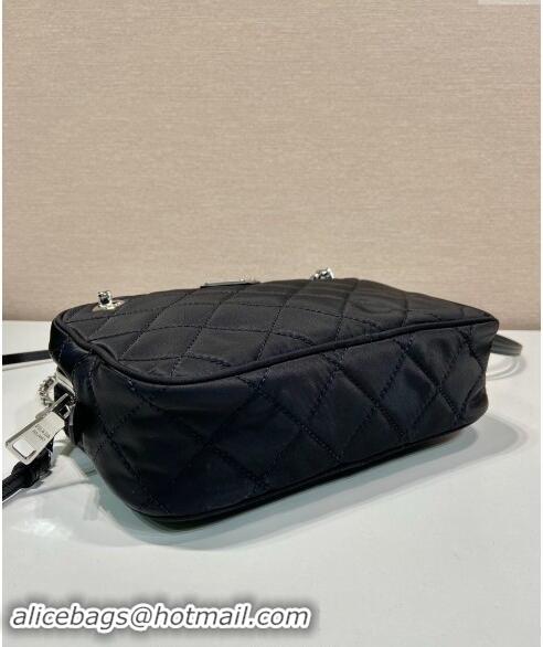 Trendy Design Prada Quilted Nylon Mini Camera Chain Bag 1BD642 Black 2024