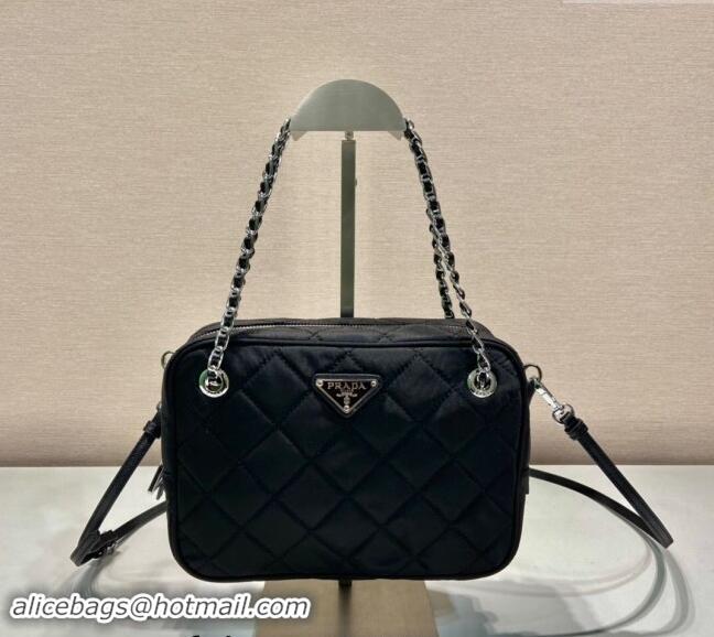 Trendy Design Prada Quilted Nylon Mini Camera Chain Bag 1BD642 Black 2024