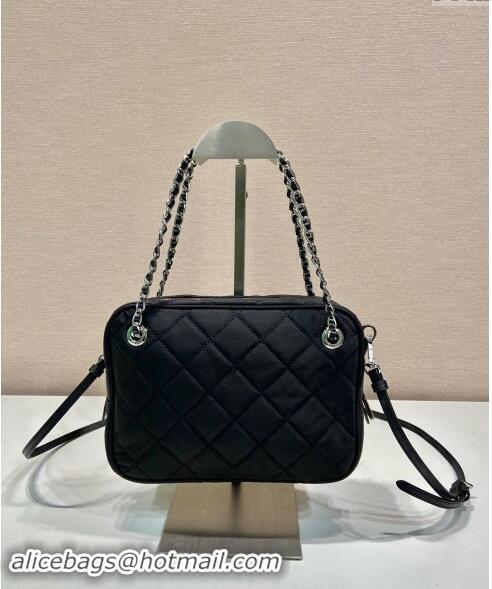 Trendy Design Prada Quilted Nylon Mini Camera Chain Bag 1BD642 Black 2024