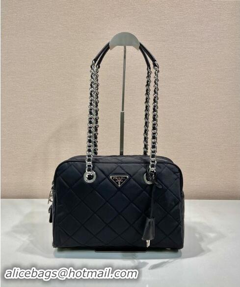 Top Grade Prada Quilted Nylon Large Camera Chain Bag 1BD641 Black 2024