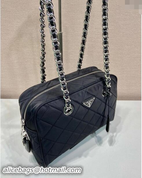 Top Grade Prada Quilted Nylon Large Camera Chain Bag 1BD641 Black 2024