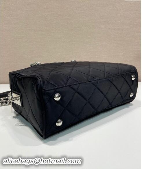 Top Grade Prada Quilted Nylon Large Camera Chain Bag 1BD641 Black 2024