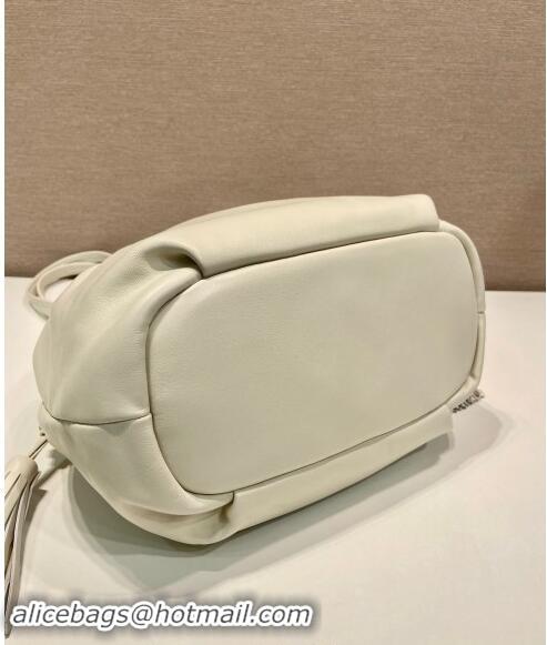 Cheapest Prada Lambskin Bucket bag 1BG541 White 2024