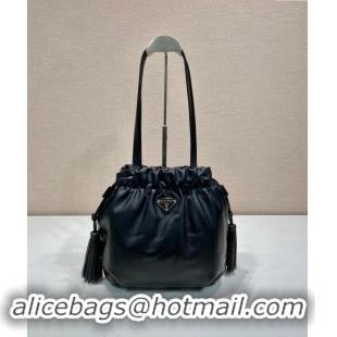 Top Grade Prada Lambskin Bucket bag 1BG541 Black 2024