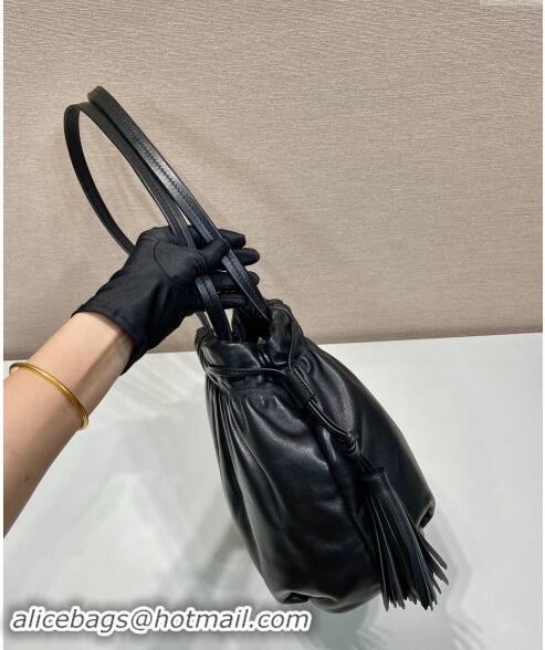 Top Grade Prada Lambskin Bucket bag 1BG541 Black 2024