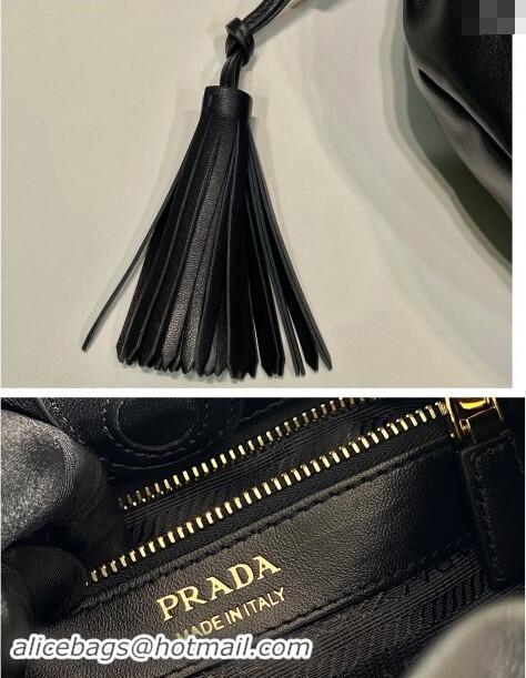 Top Grade Prada Lambskin Bucket bag 1BG541 Black 2024