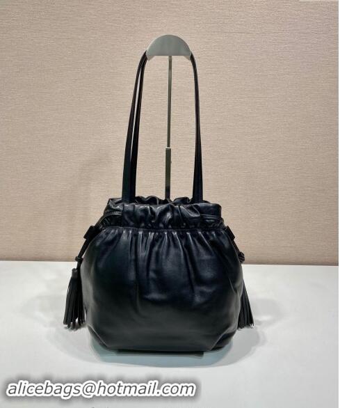 Top Grade Prada Lambskin Bucket bag 1BG541 Black 2024