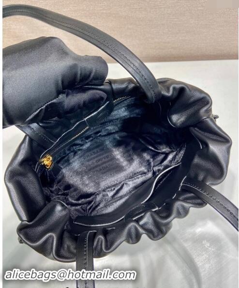 Top Grade Prada Lambskin Bucket bag 1BG541 Black 2024