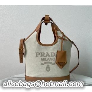 Best Quality Prada Linen blend and leather mini-buckle bag 1BE074 2024