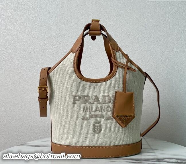 Best Quality Prada Linen blend and leather mini-buckle bag 1BE074 2024