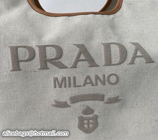 Big Discount Prada Linen blend and leather Large buckle Tote bag 1BG472 2024