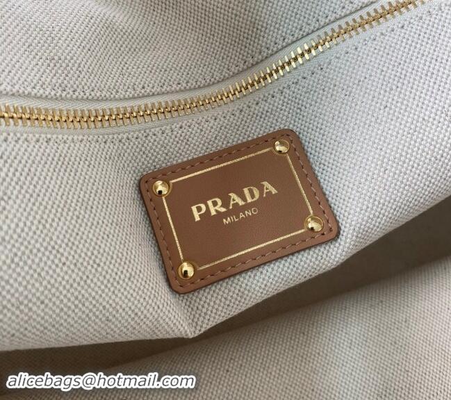 Big Discount Prada Linen blend and leather Large buckle Tote bag 1BG472 2024