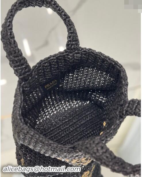 Market Sells Prada Small Crochet Tote bag 1BG422 Black/Beige 2024