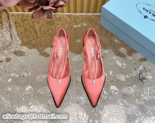 Fashion Prada Satin Pumps 5cm with Buckle Pink 812012